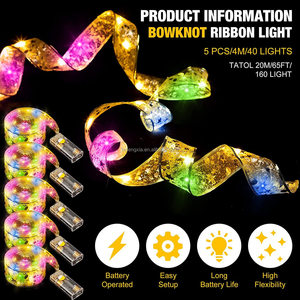 <span class=keywords><strong>Ruban</strong></span> lumineux pour arbre de Noël, alimenté par piles, nœuds de <span class=keywords><strong>ruban</strong></span> lumineux pour Noël, décoration de Noël DIY, <span class=keywords><strong>multicolore</strong></span> changeant - Product Image 3