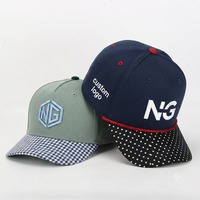 Gorra de béisbol al por mayor con bordado de eslóganes, de dos tonos, 5 paneles, de algodón, con visera de bloques de color
