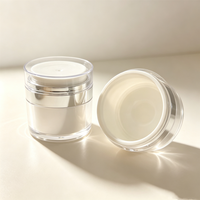 Crème pour les yeux personnalisée avec logo, flacon rond de 50 g, pot cosmétique pour crème de soin à double couche, type pression, sous vide