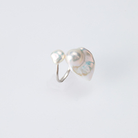 Bague en argent sterling 925 réglable avec perle de mer naturelle de 15-16 mm pour femme, bijoux de fiançailles DIY, accessoires sauvages