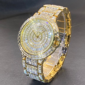 Orologio da Uomo al Quarzo con Diamanti <span class=keywords><strong>Baguette</strong></span> e Cristalli, Completamente Tempestato di Diamanti, in Oro, Vendita all'Ingrosso dalla Fabbrica - Product Image 6