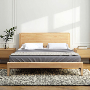 Nordic 1.8m Double <b>Bed</b> 1.5m Single Solid Wood Simple Modern Style for Home Hotel Homestay Soft Frame Bedroom SH-809# Home Furnit - Product Image 4