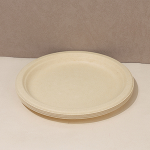 Plateau jetable biodégradable rond <span class=keywords><strong>en</strong></span> bagasse de canne à sucre et fibre de <span class=keywords><strong>bambou</strong></span>, <span class=keywords><strong>en</strong></span> pulpe de papier, étanche, pour l'emballage alimentaire <span class=keywords><strong>en</strong></span> camping - Product Image 2
