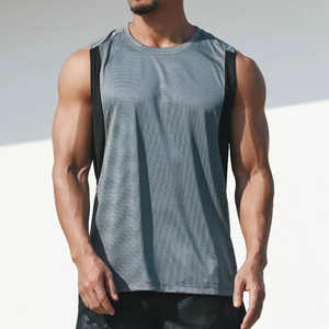 Çabuk kuruyan erkekler Fitness salonu spor tank Top basketbol eğitim gevşek kolsuz gömlek maraton koşu atleti derin kesim kas <span class=keywords><strong>Tee</strong></span> - Product Image 3