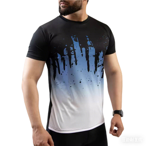 High Quality Knitted Sporty Sublimation T-Shirt Custom Print Logo Men's Short Sleeve Polyester Spandex Running Sports Gym Bulk