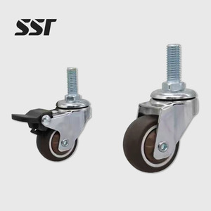 Iron Furniture Casters Swivel PU Wheel 75mm Diameter Roller Bearing <b>Kitchen</b> 45kg Load Capacity Stem Mount Easy Installation - Product Image 1