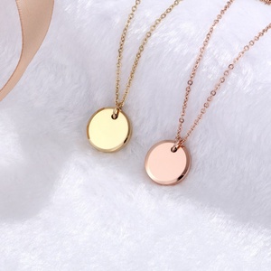 Custom Engravable Tungsten Triangle Shield <b>Necklace</b> Titanium Personalized Blank Round Disc <b>Necklace</b> for Laser Engraving - Product Image 1