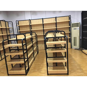 Étagères en bois sur mesure pour les supermarchés Étagères en bois et en acier Étagères en bois à double face pour gondole pour magasin de détail - Product Image 6