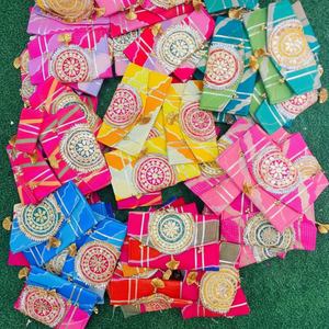 Vibrant Handcrafted Embellished <b>Potli</b> Gift <b>Bags</b> Traditional Indian Festive Favor Pouches in Multicolor - Product Image 1