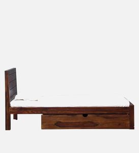 Premium Solid Sheesham Wood <b>Single</b> <b>Bed</b> <b>with</b> Underbed <b>Storage</b>, Natural Walnut Finish <b>Wooden</b> <b>Bed</b> Frame Bedroom Furniture - Product Image 5