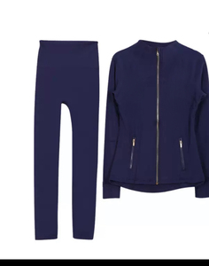 <strong>Yoga</strong> <strong>Jacket</strong> and Leggings Running Gym <strong>Yoga</strong> Quick Dry Breathable With Gold Zippers Athletic Sportswear Set - Product Image 5