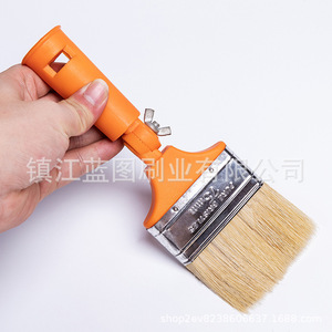 Pinceau plat réglable à poils de porc, manche en plastique orange, 13-19 mm, fabricant Zhenjiang - Product Image 2