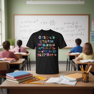 Number Lore 1 30 T-Shirt pour enfants et adultes, unisexe, drôle, avec chiffres mathématiques, design graphique, cadeau pour les amateurs de mathématiques - Product Image 3