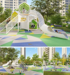 Grand toboggan extérieur, équipement d'amusement pour enfants, ensemble de <span class=keywords><strong>jeux</strong></span> HPL avec structure d'escalade et <span class=keywords><strong>jeux</strong></span> pour la communauté ou la maternelle - Product Image 5