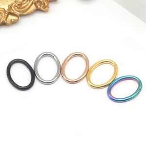 Boucles d'oreilles ovales ouvertes en acier inoxydable 316, noir, arc-en-ciel, or rose, argent, bijoux de piercing sans soudure, cadeau - Product Image 2