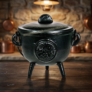 Caldero Tradicional Grande de Hierro Fundido Negro con Grabado de Árbol y Tres Patas para Incienso Granular, Carbón y Decoraciones Paganas - Product Image 3