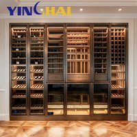 Armoire à vin à température constante en acier inoxydable brossé YINGHAI avec éclairage LED pour salle à manger, villa, hôtel, bar à domicile