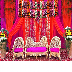 Elegante conjunto de sofás de boda con tallado elaborado, lo último en sofás de boda para decoración de escenarios, sofá de boda de diseño para ceremonia Roka para EE. UU. - Product Image 1