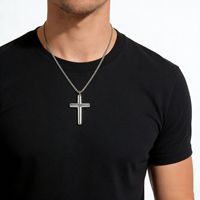 Liontin Salib Melengkung Berkualitas Tinggi Lapis Emas 18k Bahan Stainless Steel Perhiasan Fashion Kalung Pria Unisex Grosir