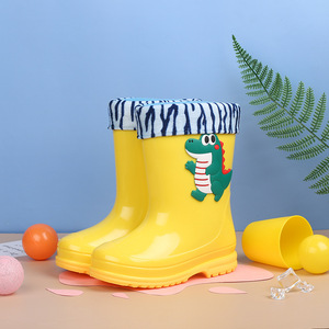 Bottes de pluie pour enfants, chaussures aquatiques pour enfants, longueur mi-mollet, isolation supplémentaire, fonction antidérapante, fabriquées en matériau écologique - Product Image 4