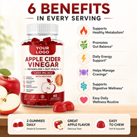 Gummies au vinaigre de cidre de pomme 1000mg avec la mère, fibres prébiotiques, cannelle et chrome – Complément végétalien OEM ODM Marque Privée
