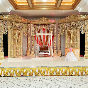 Scène dorée traditionnelle de mariage indien, Style bollyden, décor de scène pour mariage Royal sud-indien - Product Image 1