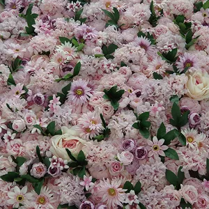 2021 새로운 디자인 뜨거운 판매 꽃 벽 패널 인공 꽃 웨딩 배경막 다채로운 말린 꽃 벽 배열