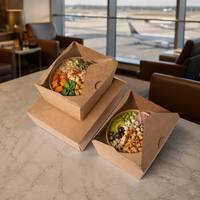 Boîte à lunch en papier kraft pliable jetable pour vente en gros, conteneur bento à emporter, avec logo OEM personnalisé, biodégradable, écologique, en vrac