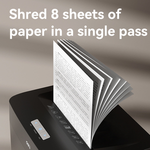 Deli ET094 Déchiqueteur de papier d'affaires noir allemand P5 haut niveau de sécurité continu 60 minutes lame dure 8 feuilles/temps 23L Bin - Product Image 2