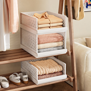 Cesta <span class=keywords><strong>de</strong></span> Almacenamiento Apilable <span class=keywords><strong>de</strong></span> Plástico para Armario, <span class=keywords><strong>Caja</strong></span> <span class=keywords><strong>Organizadora</strong></span> Multifuncional para Armario, Guardarropa, Dormitorio, Sala <span class=keywords><strong>de</strong></span> Estar y Oficina - Product Image 2