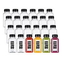 Bouteilles d'eau jetables personnalisées sans BPA, transparentes, avec bouchons noirs et blancs, bouteilles carrées pour jus, boissons et smoothies