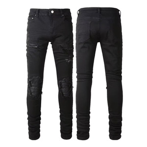 Jeans de Hombre de Alta Calidad, Diseño Desgastado, Estilo Vintage, Ajustados, Color Azul, Pantalones de Mezclilla - Product Image 2