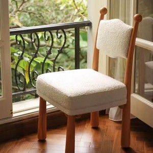 Silla de Comedor Nórdica de Madera Maciza, Asiento Tapizado en Blanco Nogal, Diseño Moderno y Minimalista para el Hogar - Product Image 3
