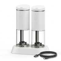 Lot de 2 moulins à poivre électriques Type-C à une touche, rechargeables sans fil, à mouture automatique réglable, avec support en acier inoxydable