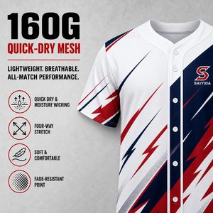 Maillot de baseball personnalisé en gros, imprimé flèche, séchage rapide, respirant, boutonné, en polyester, uniforme d'équipe par sublimation - Product Image 2