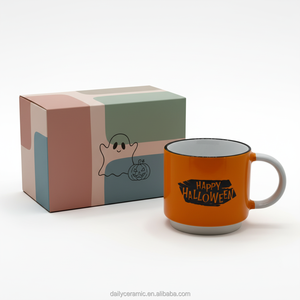 Tazze da Caffè in Ceramica Arancione con Logo Personalizzato, Tema <span class=keywords><strong>Halloween</strong></span>, Tazza in Gres per Casa, Ufficio, Feste e Regali - Product Image 6