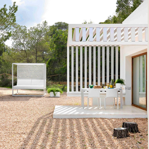 Lit de repos de luxe pour hôtel-resort et villa, avec auvent extérieur, structure en aluminium, rideaux, dossier réglable, durable - Product Image 4