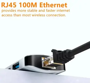 Dual-core công nghệ PD 87W nhanh phí HUB Adapter chuyển đổi RJ45 100M Ethernet 1080P VGA USB đa cổng adapter