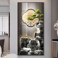 Eau courante entourée de peinture décorative rougeoyante peinture en porcelaine de cristal avec diamant art mural décor à la maison avec LED