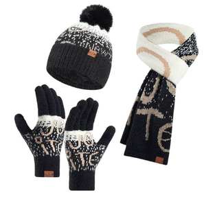Ensemble bonnet, <span class=keywords><strong>gants</strong></span> et écharpe longue <span class=keywords><strong>en</strong></span> fourrure de <span class=keywords><strong>mohair</strong></span>, fausse fourrure de vison, tricot jacquard personnalisé avec logo, pour femmes - Product Image 6