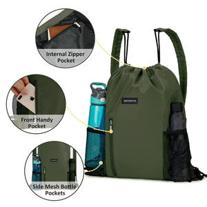 Leisure Fitness <b>Drawstring</b> <b>Backpack</b> With Mesh Side Pockets and Adjustable Shoulder Straps Waterproof Sports Bag for Adults Kids - Product Image 3