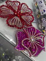 Nouveau tissu d'organza de dentelle d'appliques décoratives dorées 3D avec pierre pour les vêtements des femmes et des enfants pour les robes et les vêtements de mariée