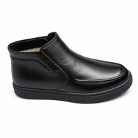 Bottes en cuir véritable pour garçons, taille 29-40, à enfiler, pour l'école, la marche quotidienne, automne-hiver, chaussures noires à la cheville