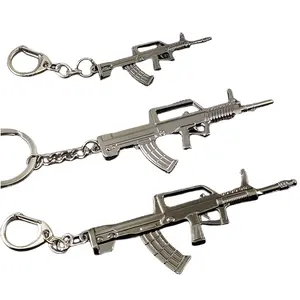 맞춤형 금속 잘 생긴 멋진 Automatuc 소총 권총 및 기타 총 모델 자동차 열쇠 고리 펜던트 3D 니켈 도금 열쇠 고리
