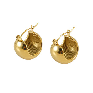 Zogxin C-Shaped <b>Hoop</b> <b>Earrings</b> Gold And <b>Silver</b> Stainless Steel Geometric Ball Shape For Party Fashion Jewelry - Product Image 5