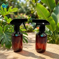 Bouteilles rondes en PET ambrées de 1L, 28/410, avec pulvérisateur à gâchette brun foncé, pour le nettoyage, l'emballage de produits de salle de bain et l'huile corporelle
