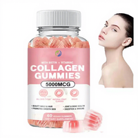 Bonbons gélifiés au collagène en marque privée OEM, végétaliens, halal, sans sucre, supplément de vitamines, gommes au collagène pour les cheveux, la peau et les ongles