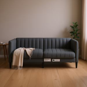 Sofá de 2 Plazas de Tela de Poliéster Gris Oscuro con Respaldo Acolchado, Muebles Modernos para Sala de Estar, Marca [Nombre de la Marca] - Product Image 2