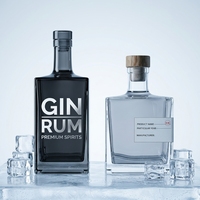 Botol Minuman Keras Kaca Persegi Kosong 100ml 375ml 500ml Persegi Panjang Semprot Warna Abu-abu Cetak Logo Botol Vodka Gin Rum Kemasan