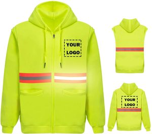 Salut vis sécurité <span class=keywords><strong>sweat</strong></span> à capuche réfléchissant <span class=keywords><strong>sweat</strong></span> zippé pour hommes Construction <span class=keywords><strong>travail</strong></span> en plein air impression broderie Logo manches amovibles - Product Image 3